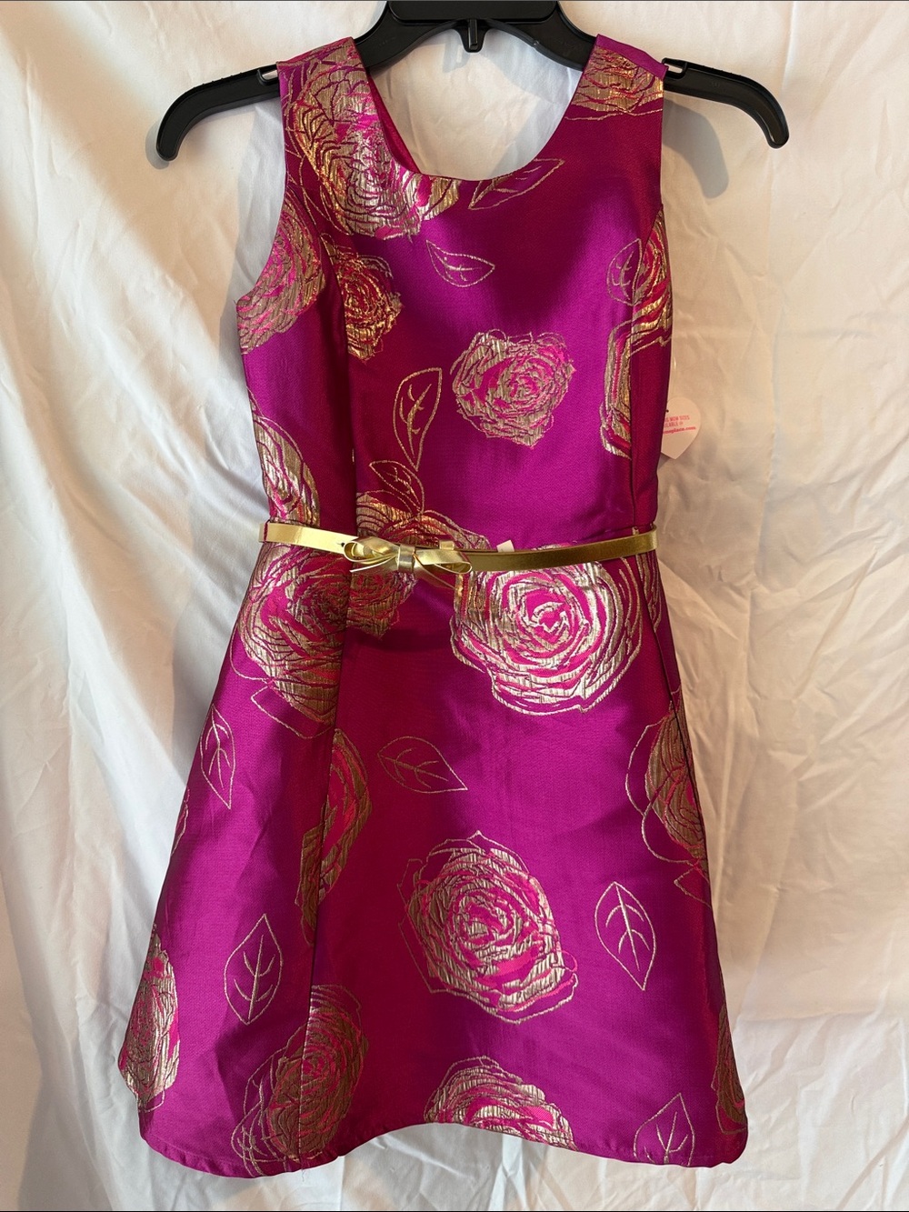 The Children's Place Fuchsia Floral Dress with Gold Accents